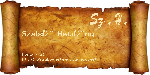 Szabó Hetény névjegykártya